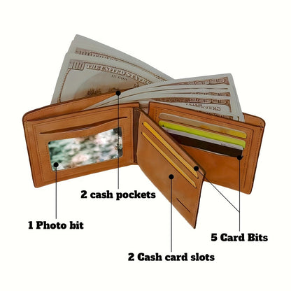 Compact, Men's Sleek Faux Leather Wallet - Casual Style, Fashionable Accessory