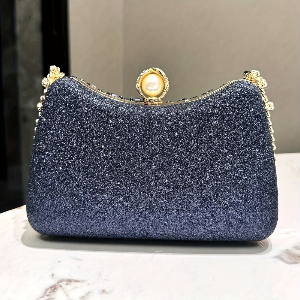 Women's Wallet – Rhinestone Clutch Striped Detachable Chain | Bag Vero – detail view 3