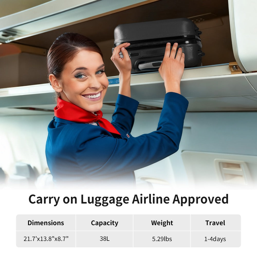 20/24/28 Inch Carry On Luggage, Airline Approved Hard Shell Carry On Suitcase with Wheels, TSA Approved Lock, Lightweight Hard Case Travel Luggage