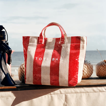 Fashion Casual New Large Capacity Women'S Casual Color Striped Tote Bag, A Versatile Shoulder Bag, Suitable For Daily Commuting, Shopping, And Beach Vacation