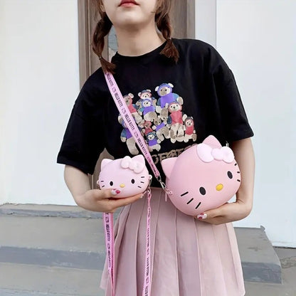 Kitty Crossbody Bag with Adjustable Shoulder Strap, Handbag with Zipper Cute Mini Anime Kitty Coin Wallet Purse Shoulder Bag Coin Pouch Accessories Money Bag for Birthday Gifts Women
