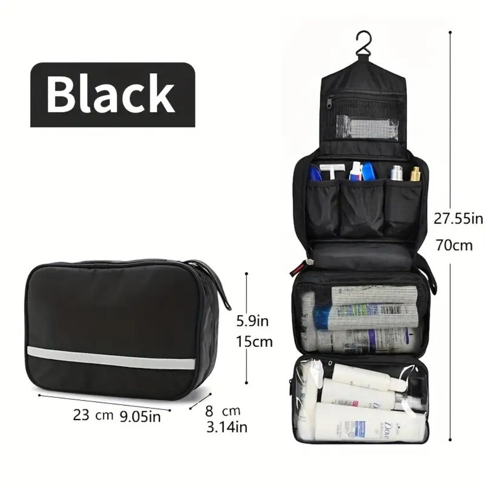 New Unisex Travel Hanging Toiletry Organizer Bag with Sturdy Hooks, High-Quality Design, Multiple Compartments And Mesh Pockets - Lightweight And Durable Zipper Closure Suitable for Airplanes, Trains, Cars