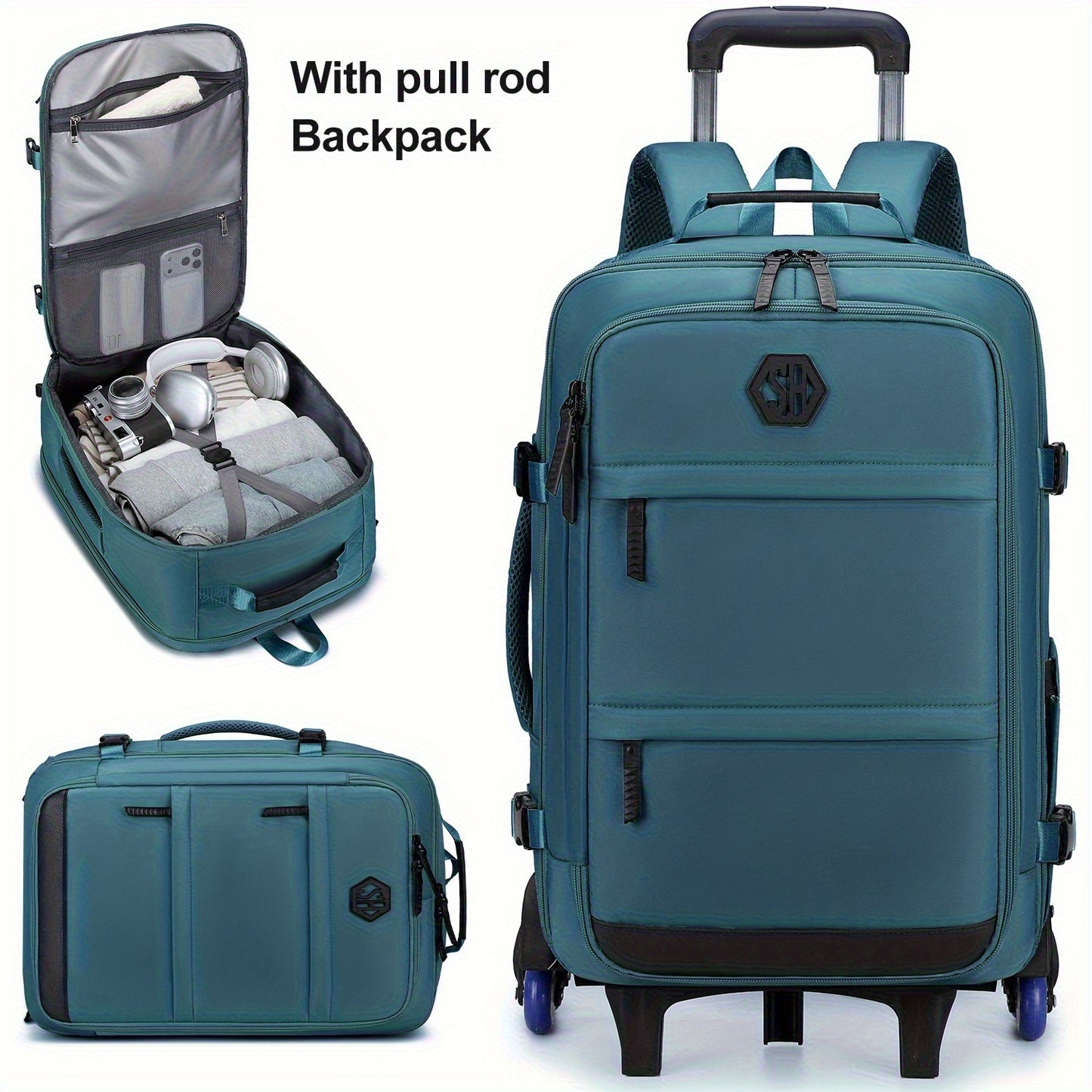 Backpack with Six Wheels, Designed for Business And Travel Commuting, Can Be Taken on Board, Features a Compartment for Laptops, Fits 17-Inch Laptops, Suitable for Adults