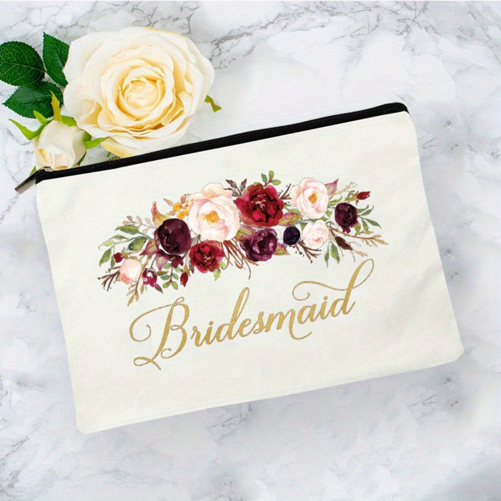 Travel Makeup Bag – Lightweight, Floral Bridesmaid Makeup Zipper Machine | Bag Vero – detail view 12