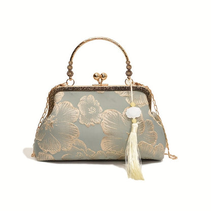 [Christmas Gift Bags] Evening Bags for Women Elegant And Classy, Retro Crossbody Bags, Ethnic Style Evening Bags, Fashion Shoulder Bag with Metal Chain, Handbags for Women Designer, Crossbody Bag Purse Christmas Bags for Gifts Christmas Gift Bags