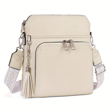 Soft Faux Leather Crossbody Bag for Women, Boho Chic Messenger Purse with Decorative Tassel, Shoulder Bag for Travel, Shopping And Weekend Adventures