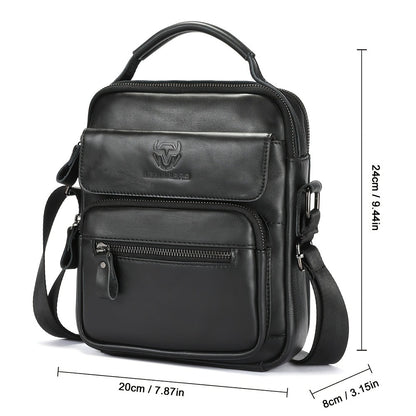 LEBULLBRO 100% Genuine Leather Men's Top Layer Cowhide Small Sling Bags, Shoulder Bags Crossbody Pouch Handbag
