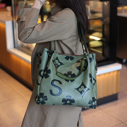 Elegant Flower Embossed Handbag, Fashionable Satchel Bag for Work, Classic All-Match Bag