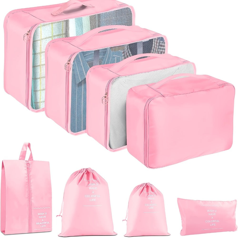 8pcs Set Packing Cubes for Suitcase, Packing Cubes for Carry On Suitcases, Luggage Organizer for Travel Essentials, Large Mesh Luggage Bag for Suitcases