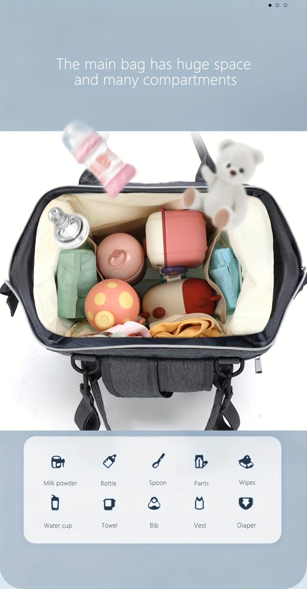 New Fashionable Large Capacity Backpack for Mothers And, Multifunctional Diaper Bag with Space for Bottles.