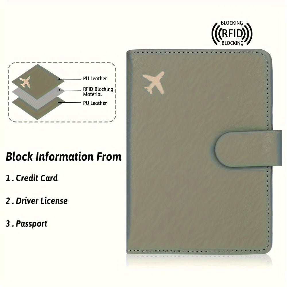 RFID Blocking -Theft Passport Holder Suitable for Women & Men - ic Closure Travel Wallet with Card Slots, Compact Passport Cover, -Skimming for Airports & Train Stations (Daily Use)