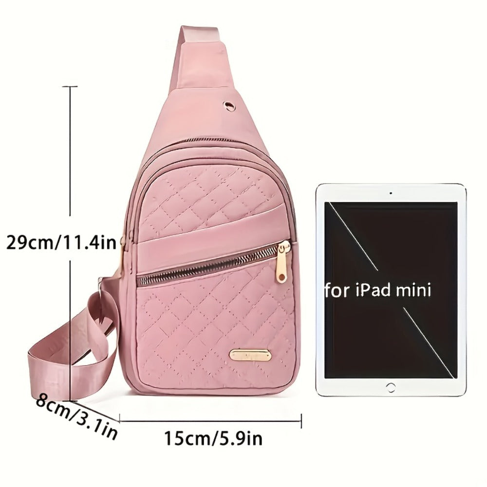 Introducing a New Women'S Fashion Chest Bag, Which Can Also Be Used As a Shoulder Or Messenger Bag. It Features a Diamond Pattern, an Adjustable Shoulder Strap, And a Zipper Design. This Bag Is Perfect for Convenient Travel