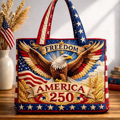 [Large Capacity Tote] American 250Th Anniversary Eagle Quilted Tote Bag, Large Capacity Unisex Casual Tote Bag, Commuter Travel Sports Multipurpose Bag