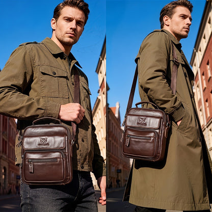 LEBULLBRO 100% Genuine Leather Men's Top Layer Cowhide Small Sling Bags, Shoulder Bags Crossbody Pouch Handbag