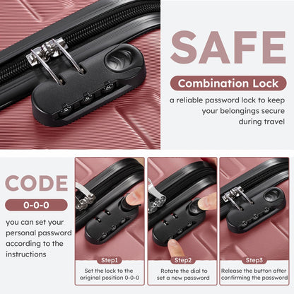 Suitcase Set, Multi-piece Suitcase Set, Abs Material + Safety Combination Lock + Three-section Adjustable Pull Rod +360°, Rich Suitcase Set