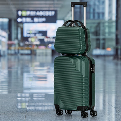 Travel Collection, Suitcases for Mothers And Daughters, Lightweight ABS Hard Shell, 20-Inch Rolling Luggage + 14-Inch Case, 360-Degree Spinner Wheels, Combination Lock, Ideal for Different Types of Travel, Available in Green, Pink, Silvery, Black