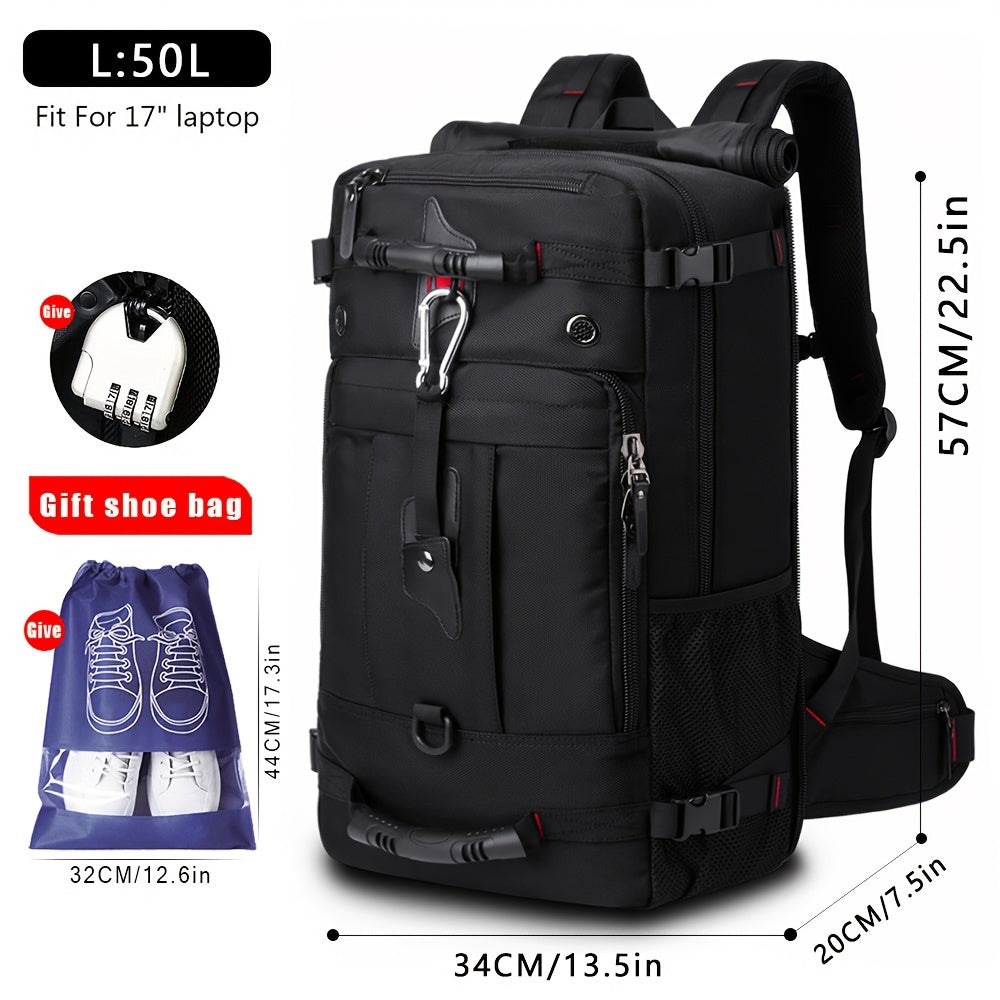 Spacious Travel Backpack, Versatile Shoulder Bag, Men'S Hiking Pack, Outdoor Sports Rucksack, Everyday Daypack, School Backpack, Compatible with 15.6-Inch And 17.3-Inch Laptops