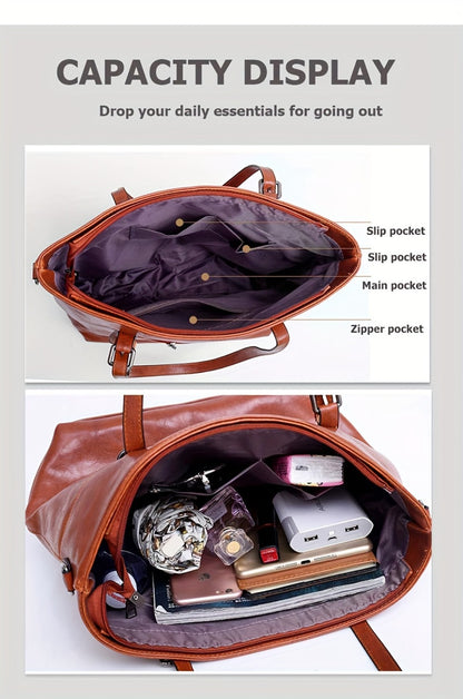 Women's Soft Handbag Set of 4 - Women Satchel Purses Tote Bag for Women Bucket Handbags