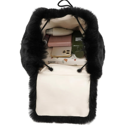 1pc Women'S Backpack Women'S Small Backpack Travel Small Bag Plush Element Backpack Multi-Purpose Backpack Fashion Casual Backpack