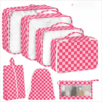 Multi-functional Travel Luggage Packaging Storage Bags, (Black/Pink/Blue/Khaki) Packaging Cubes, Suitable for Suitcases, Travel Storage Bags, with Laundry Bags, Storage Shoe Bags, Clothing Underwear Bags, Suitable for Travel And Vacation