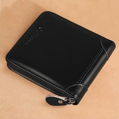 Cierhia Vintage Men'S Top Layer Cowhide Wallet with RFID Blocking Protection - Slim Brown Clutch with Zipper, Multi-Function ID & Credit Card Holder, Coin Pocket - Ideal Gift for Him, Short Wallet