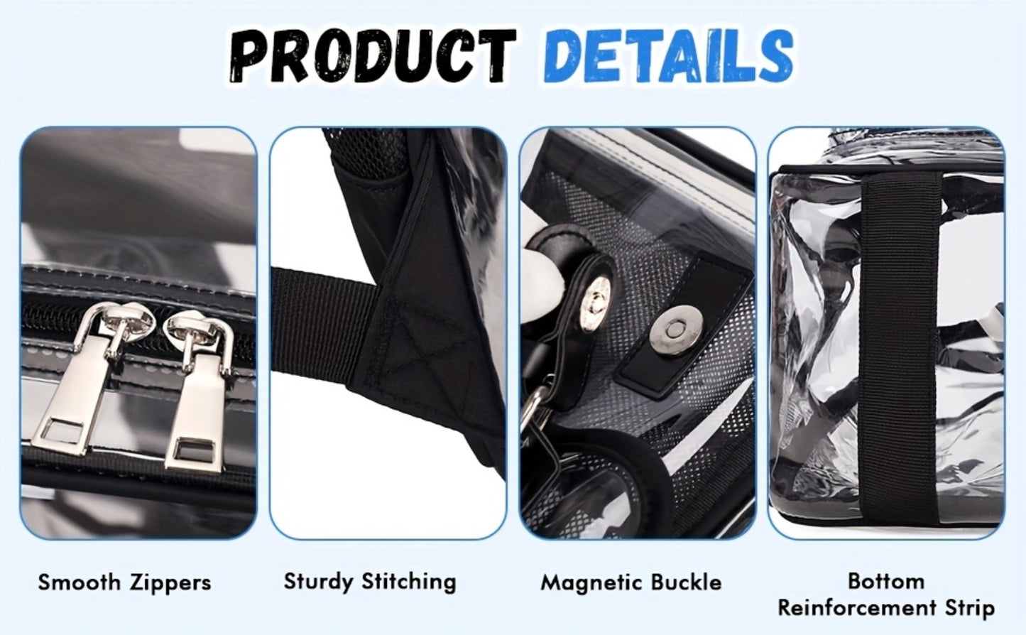 Women's PVC Transparent School Backpack with Large Capacity Multi-Pocket Bookbag, Adjustable Shoulder Straps & Transparent Panels Suitable for School, College, Office, Computer Bag, Laptop Carrier, Zipper Closure