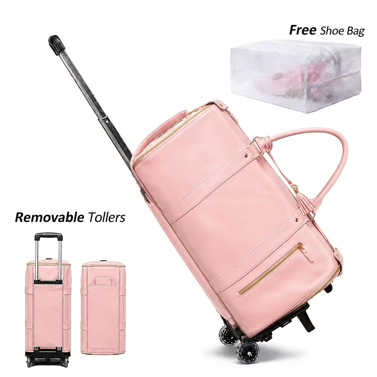 Convertible Garment Bag with Shoulder Strap, 4-In-1 Nylon Suit Travel Bag, Foldable Storage for Business Trips