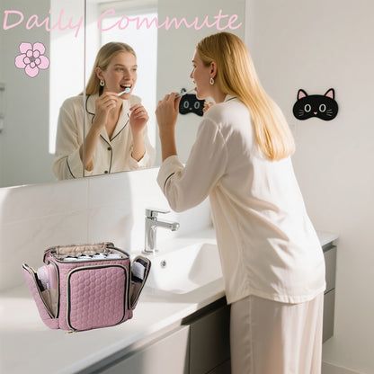 Crossbody Cosmetic Bag, Portable Cosmetic Bag, Multi-pocket Cosmetic Storage Bag, Toiletry Bag, Dry and Wet Separation Toiletry Bag, Large-capacity Travel Toiletry Multi-function Bag, Pink and Black Cosmetic Bag