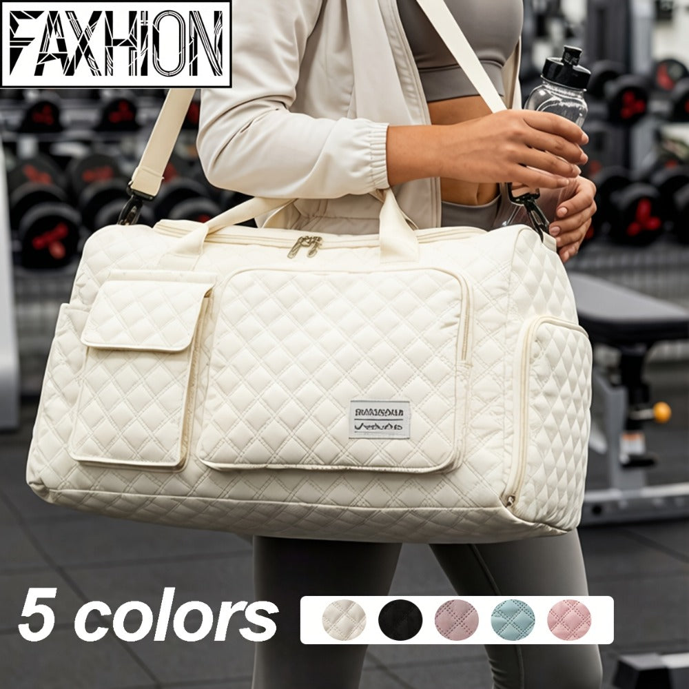 FAXHION Travel Gym Bag, Diamond Pattern, Portable Large Capacity, Sturdy And Durable, Can Be Carried by Hand Or Worn on The Shoulder, Easy And Stylish