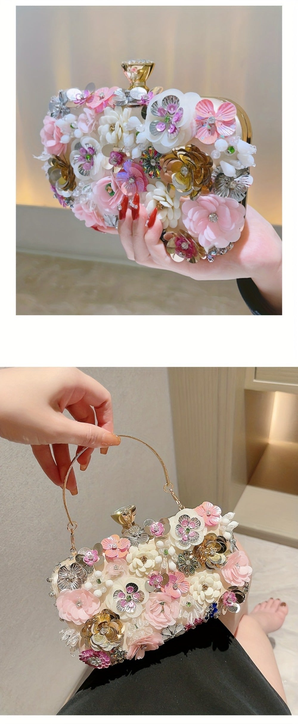 Flower bag single shoulder crossbody bag cheongsam bag fairy hand-held bag banquet bag bridesmaid bride small square bag