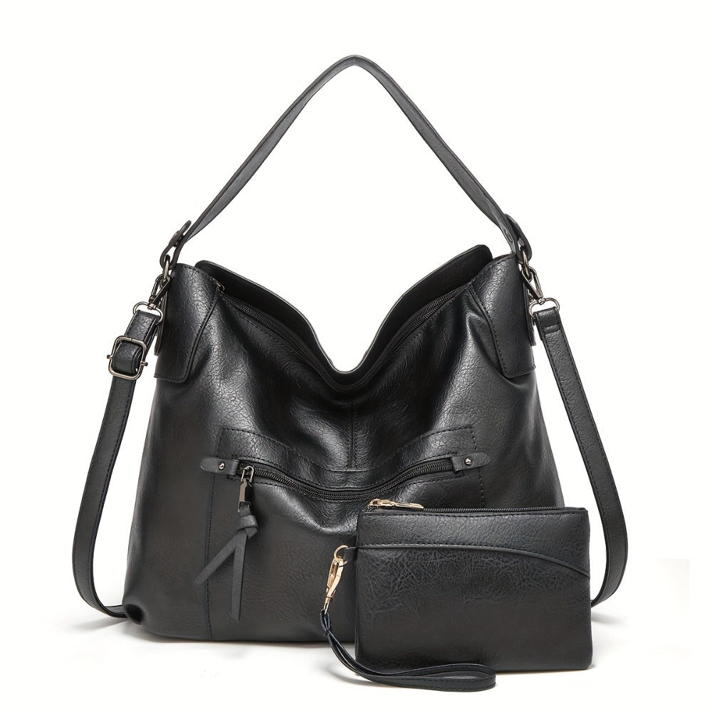 New Fashion Large Capacity Solid Color Easy Pu Soft Pitot Bag Daily Leisure Commuter Ladies Travel Crossbody Handbag