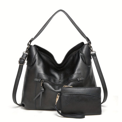 New Fashion Large Capacity Solid Color Easy Pu Soft Pitot Bag Daily Leisure Commuter Ladies Travel Crossbody Handbag