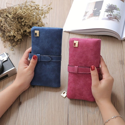 Solid Color Women'S Vegan Wallet Clutch Credit Card Holder Organizer Long Handbag with Photo Window