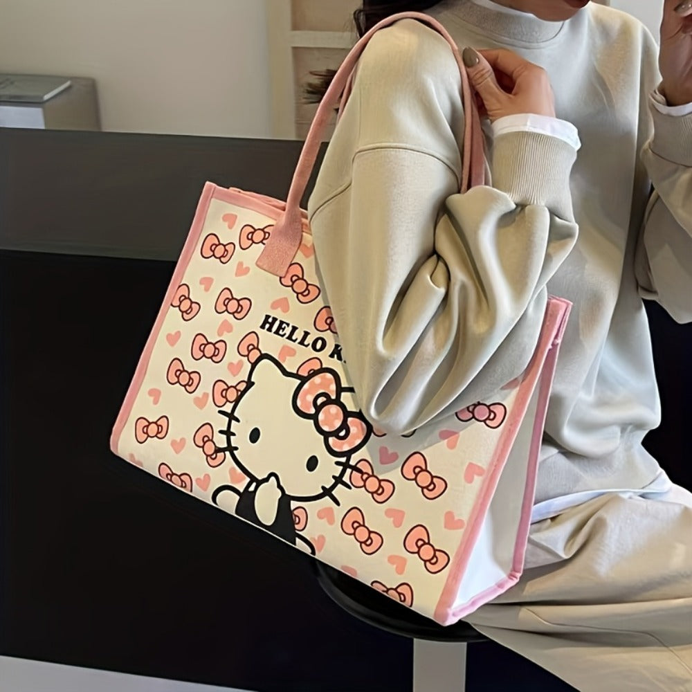 Sanrio Cute Hello Kitty Tote Bag. A Lovely Hello Kitty Shoulder Bag with A Large Capacity, Suitable for Trips. It Makes An Ideal Birthday Gift Or A Delightful Surprise for Festivals.