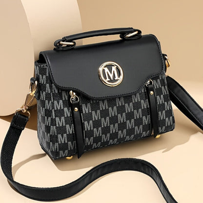 New Fashionable Elegant Women's Shoulder Bag with 'M' Design, Zipper Closure, Detachable Adjustable Strap, Suitable for Daily Travel And Shopping Randomly Cut Letters
