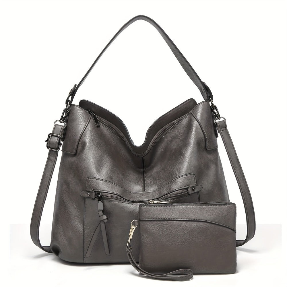 New Fashion Large Capacity Solid Color Easy Pu Soft Pitot Bag Daily Leisure Commuter Ladies Travel Crossbody Handbag