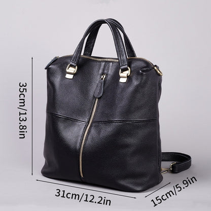 Women' Genuine Leather Backpack - Soft Genuine Leather Suitable for, & Travel, Black Rucksack with Zipper Closure, Laptop Compartment &, Hand Washable Daypack for College, Office, Everyday Use