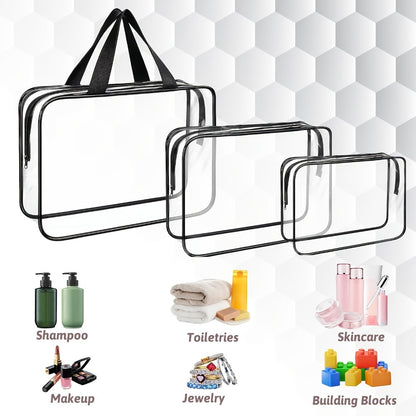 9/10pcs Clear Makeup Bags - High-Quality Transparent Storage Bags, Beach Bag, Clear Bag, with Secure Zipper Closure - Reusable, Organizer Bags for Travel And Home Storage - Multi-Functional Storage Solution, Suitable for Beach And Outdoor Use