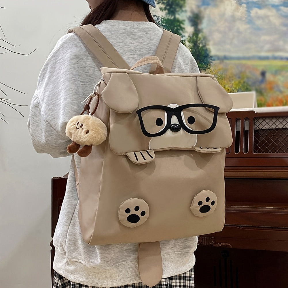 Women'S Cute Card Print Dog Backpack - Lightweight Laptop Bag with Adjustable Strap, Zipper Closure & Tablet Compartment, & Puppy Design, Casual College Student Daily Commuter Backpack, Backpack For School, Playful Design, Durable Zipper Closure