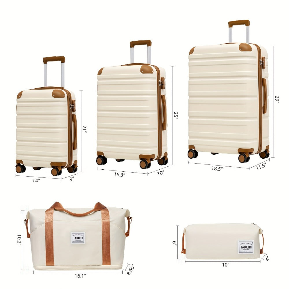 TAKUMI Luggage Set With Duffel Bag - ABS Hardshell Suitcase Set With Double Spinner Wheels, TSA Lock, Lightweight Carry On Suitcase - For Business & Leisure Travel - Ideal Gift for Frequent Travelers