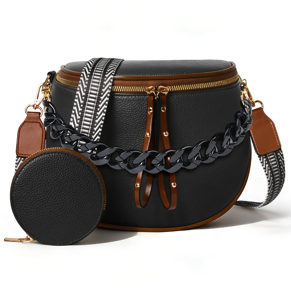 2pcs, 1 Women'S Crossbody Bag With 1 Chain, Multifunctional Women'S Crossbody Bag With Adjustable And Detachable Shoulder Strap - Fashion Wallet, Suitable For Shopping, Travel, Hiking, And Daily Wear, Travel Bag, Suitable For Mother'S Day Gift