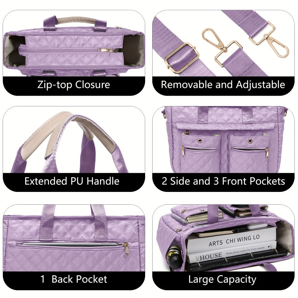 Laptop Bag – 2-Piece, Nylon, Quilted, for Travel & Work | Bag Vero – detail view 8