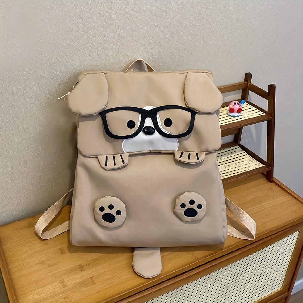 Women'S Cute Card Print Dog Backpack - Lightweight Laptop Bag with Adjustable Strap, Zipper Closure & Tablet Compartment, & Puppy Design, Casual College Student Daily Commuter Backpack, Backpack For School, Playful Design, Durable Zipper Closure