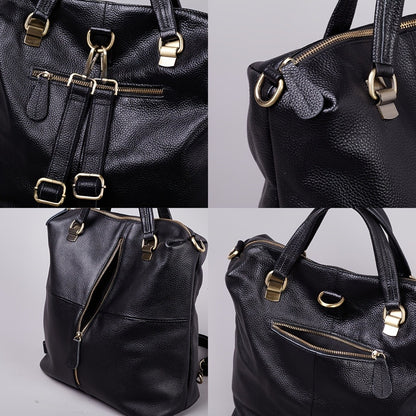 Women' Genuine Leather Backpack - Soft Genuine Leather Suitable for, & Travel, Black Rucksack with Zipper Closure, Laptop Compartment &, Hand Washable Daypack for College, Office, Everyday Use