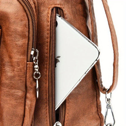 Women's Fashion Shoulder Bag, Vintage Backpacks, Large Capacity Crossbody Bag with Water Bottle Holder, Casual Sports & Vacation Ready