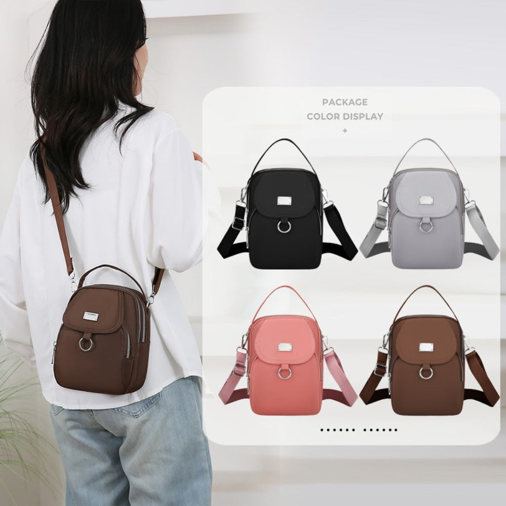 4 Colors Lightweight Nylon Women'S Messenger Bag - Casual Mini Handbag with Multi-Zipper Compartments, Detachable Adjustable Shoulder Strap & Front Pocket, Small Crossbody Bag, Versatile Travel Purse, Secure Zipper Closure