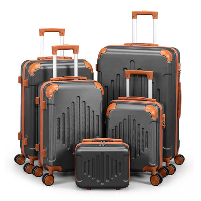 5-Piece Luggage Set Suitcases with Lock, 12/16/20/24/28 Inch Lightweight Trolley Case, Durable PP Material for Men Women, Ideal for Travel & Long Journeys