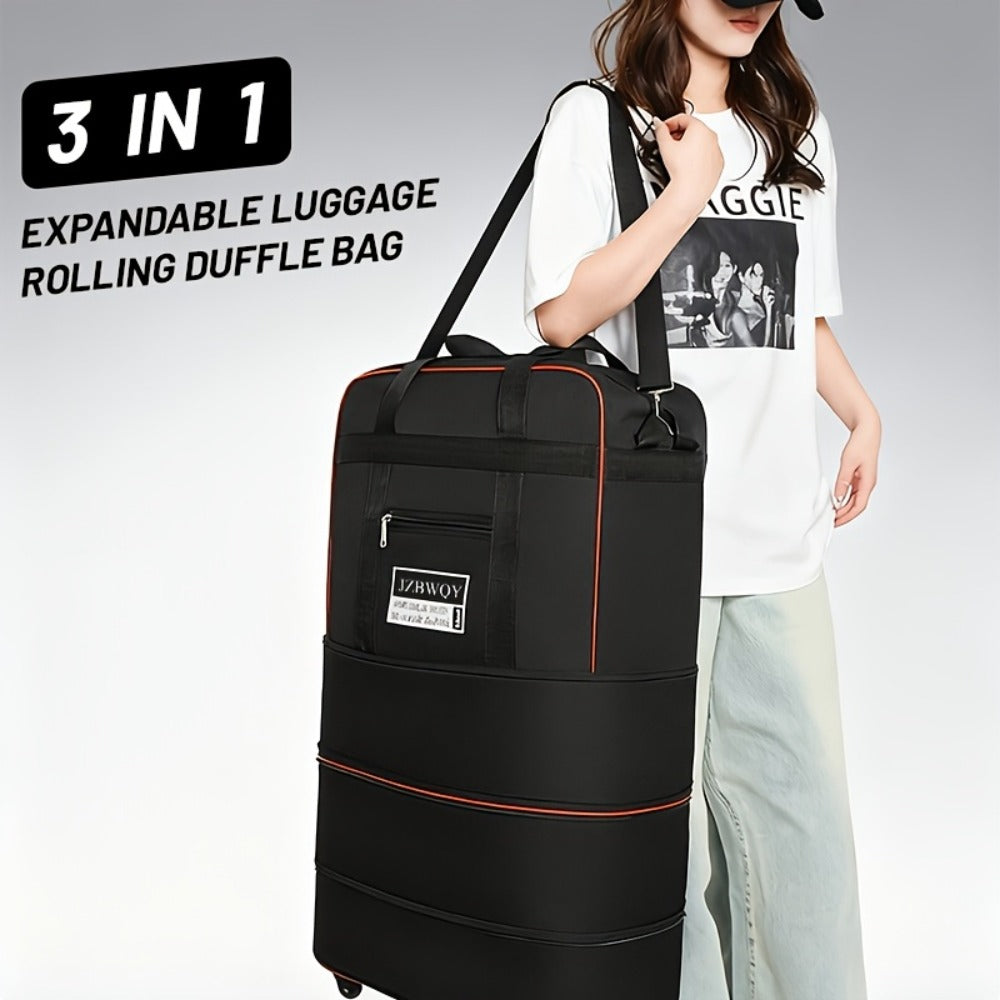 Three-Layer Foldable Luggage Bag, 29.06gal Large-Capacity Travel Bag with 6 Universal Wheels. Sturdy, Wear-Resistant And Super Large Capacity. A Must-Have for Travel, Moving And Studying Abroad