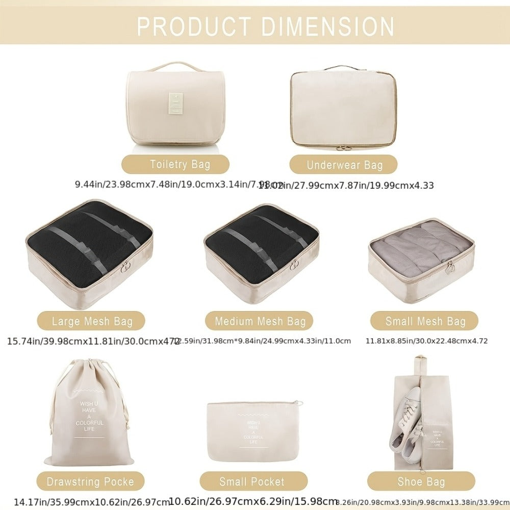 The 8/9pcs Set Includes A Hook Design, Suitable For Multiple Scenarios. It Can Be Hung On Backpacks And Hangers During Business Trips Or Travels Without Taking Up Space. In Student Dormitories, Hanging Items On Bed Frames Or Wardrobes Saves Space.