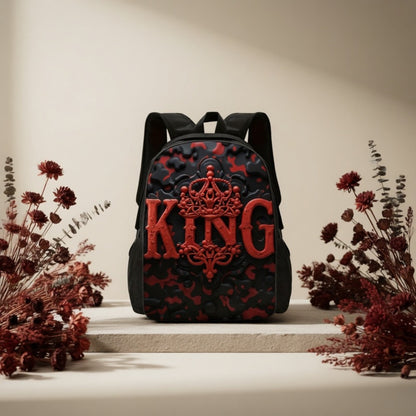 Travel Backpack – for Travel & School, King Print Red Black Color | Bag Vero – detail view 5